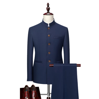 2026 autumn men's casual business dress youth fashion stand-up collar suit stand-up collar Mao suit