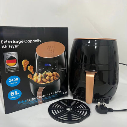 Cross-border air fryer, touchscreen, 6l air fryer, large capacity, multifunctional, fully automatic, home electric fryer for french fries