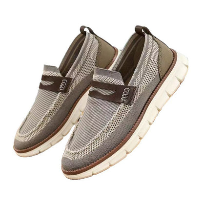Men's flyknit mesh slip-on casual shoes - breathable, soft sole, lightweight loafers - plus size available - british style