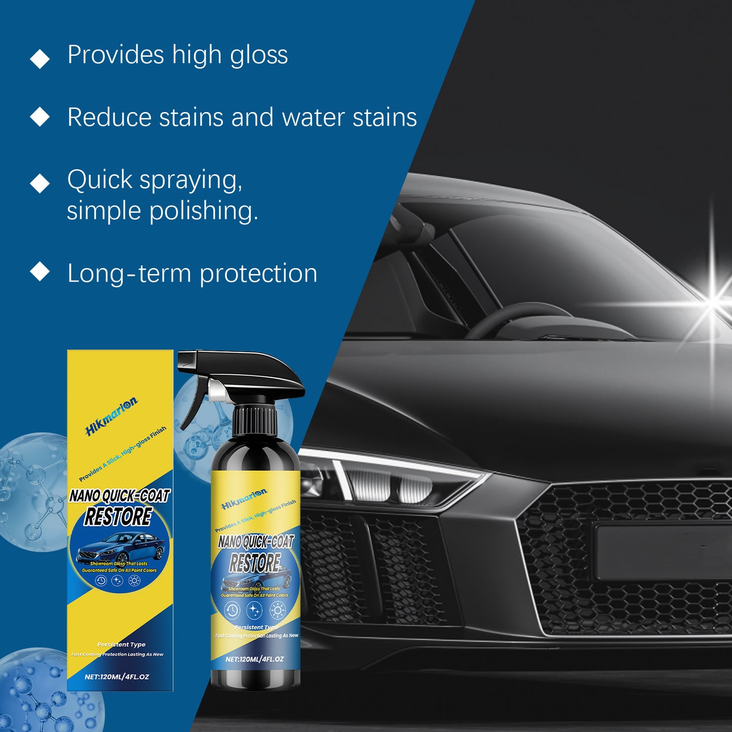 Automotive nano-coating spray, household paint refurbishment gloss quick coating convenient brightening curing agent