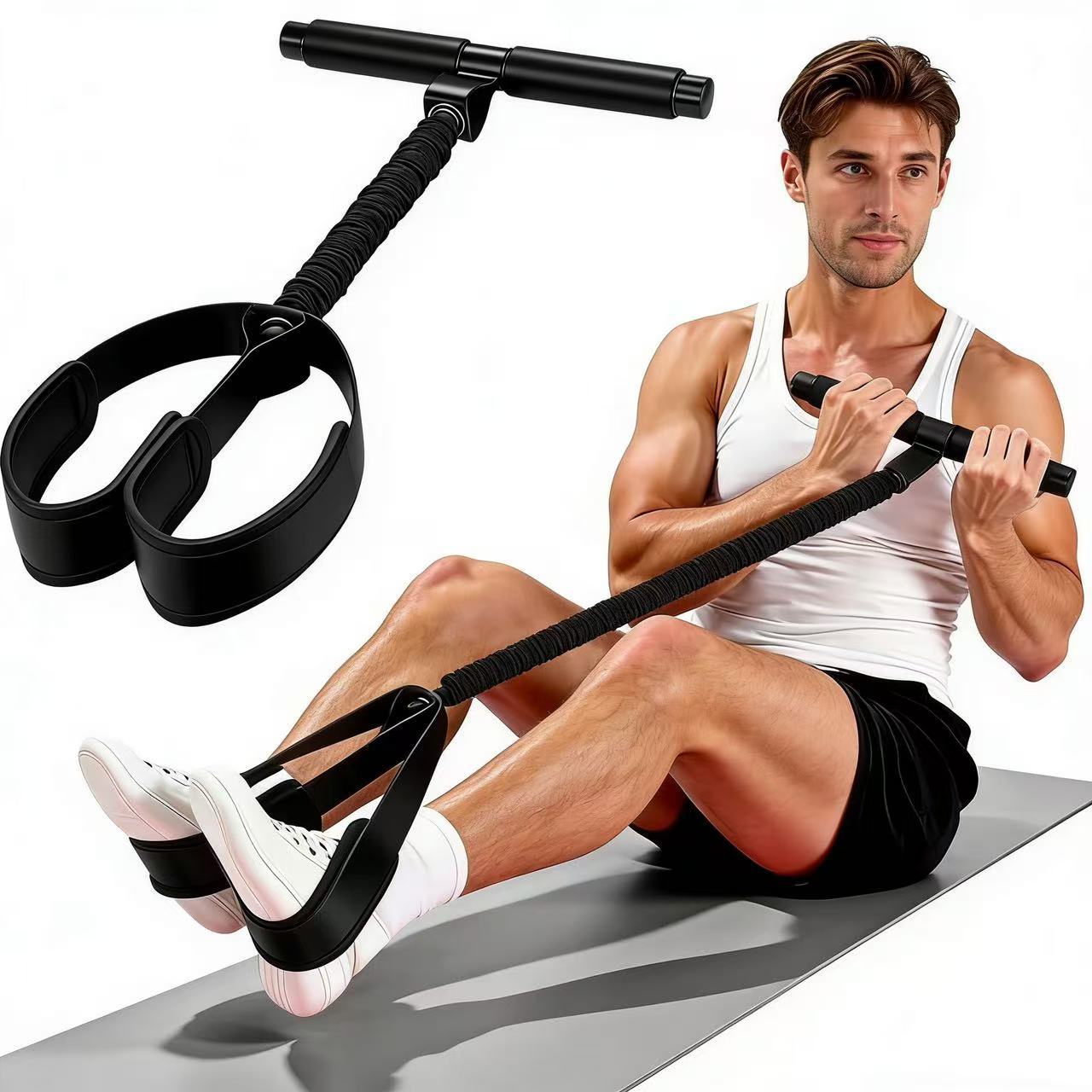 Cross-border pedal tensioner sit-up auxiliary fitness device foot pedal beautiful legs for home foot pedal tension rope high elasticity