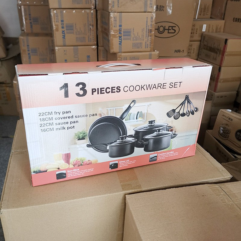 Pot set export pot 13-piece set non-stick pot soup pot stew pot frying pan multi-piece set kitchen cross-border wholesale