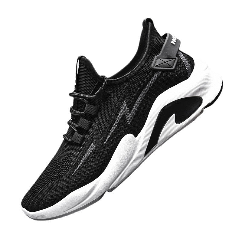 Men's 2025 korean style flyknit sneakers, student casual shoes, mesh breathable running shoes, cross-border export men's footwear