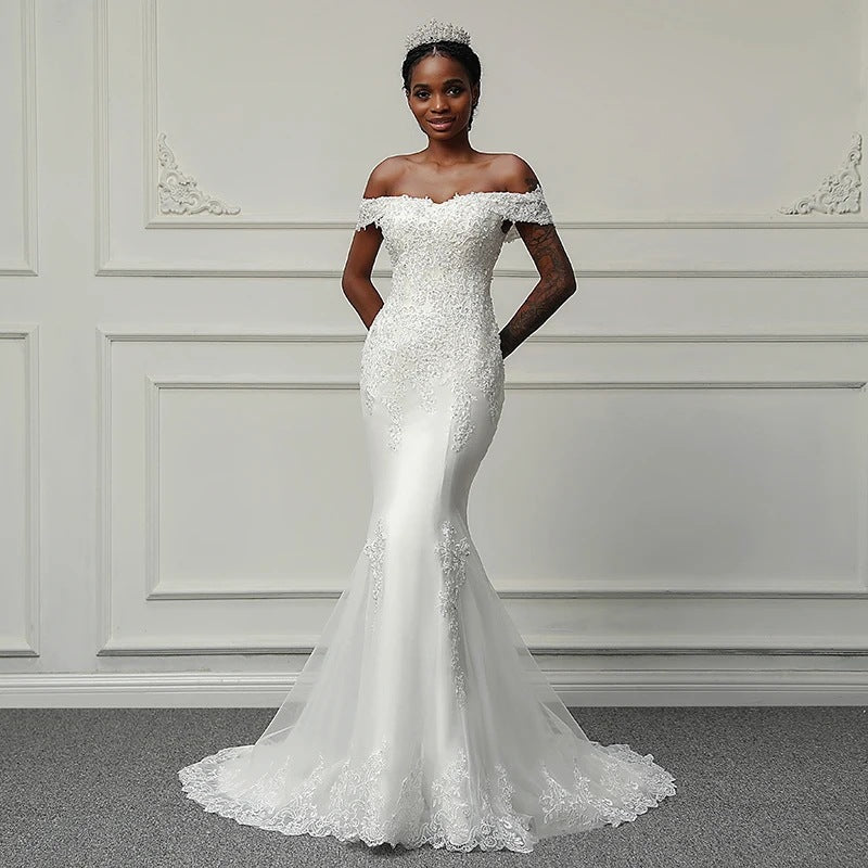 New 2026 wedding dress: african mermaid one-shoulder series with back tie closure - slim fit bridal gown