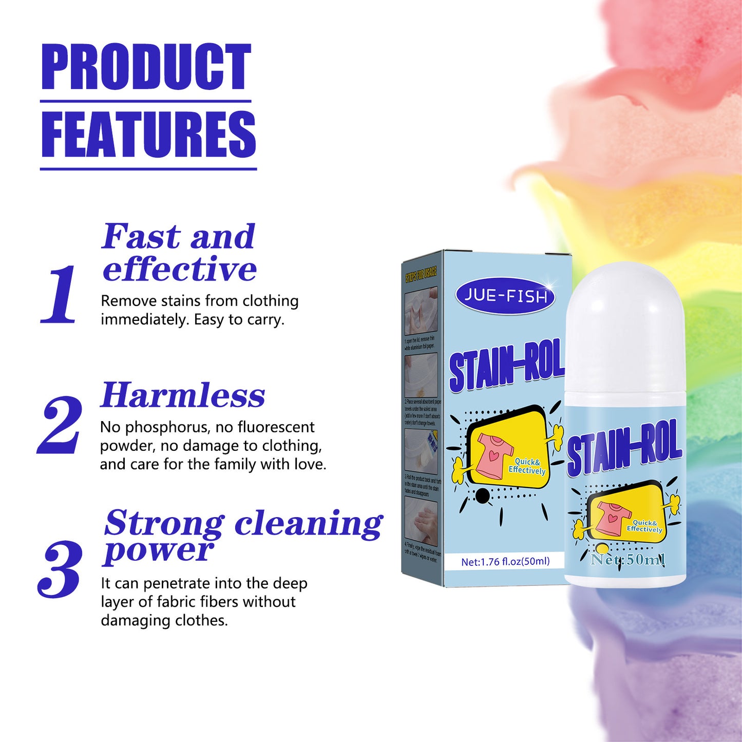 JUE FISH Portable No-Wash Clothes Ball White Clothes Stain Remover Oil Stains Coffee Stains Makeup Stains