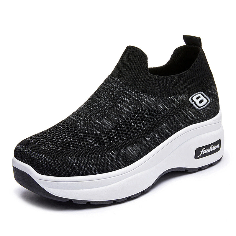 Women's fall collection: new chunky sole casual shoes - soft, comfortable, height-boosting, versatile flats with breathable flyknit upper
