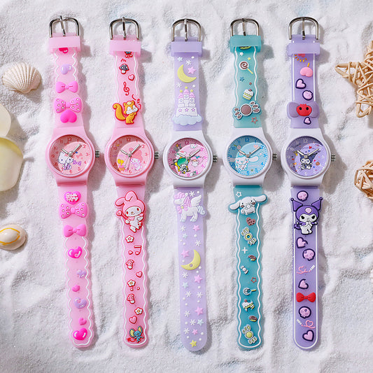 New cute cartoon kids' watch - jelly elementary school student quartz watch - gift for boys and girls