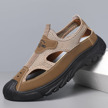 Baotou sandals mensummercut out mesh crocs outdoor non-slip lightweight sports casual beach shoes cross-border