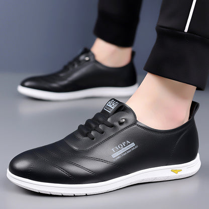 Business leather shoes 2025 soft bottom leather casual men's shoes british comfortable non-slip wear-resistant beanie shoes dad driving shoes
