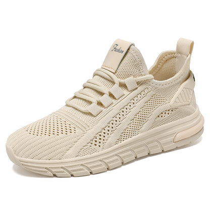 Women's spring shoes - cross-border style: simple, solid color, versatile casual flats, flyknit breathable sneakers