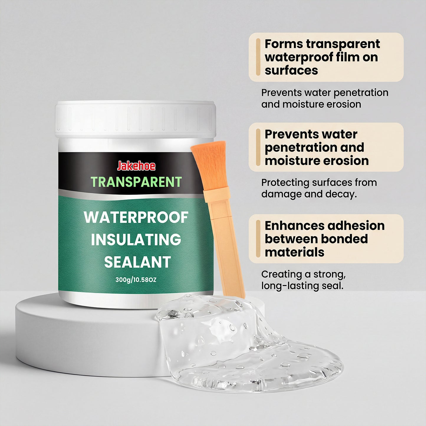 JAKEHOE transparent waterproof sealant, home wall tile crack bonding multi-surface sealing anti-leakage