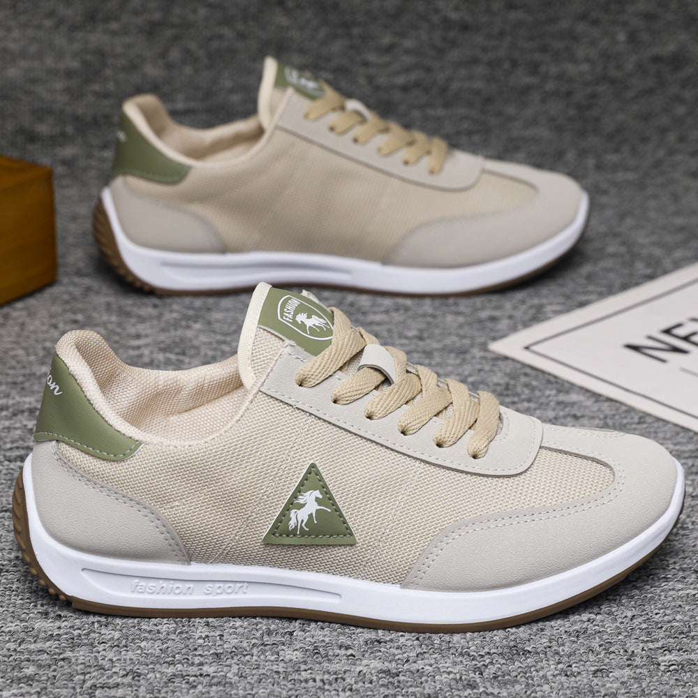 Breathable mesh men's shoes, 2025 new style, soft sole, non-slip, white, casual, sporty, and cross-border e-commerce