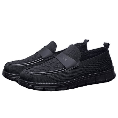 Men's breathable lightweight luxury soft sole casual shoes, flyknit slip-on loafers, lightweight versatile loafers