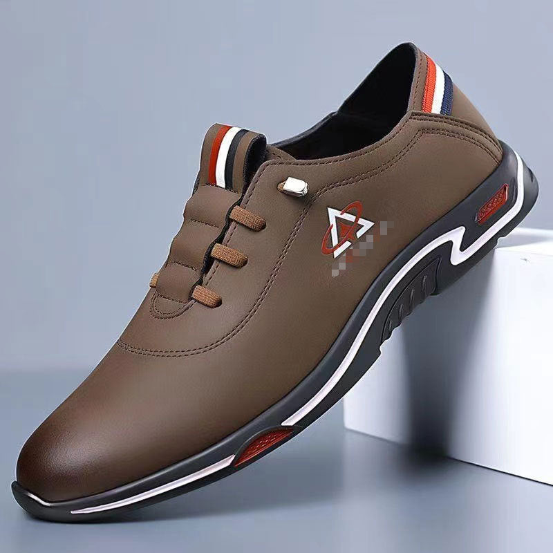 Soft bottom casual shoes men 2025new arrival breathable one-leg flat leather shoes british driving soft bottom beanie shoes men