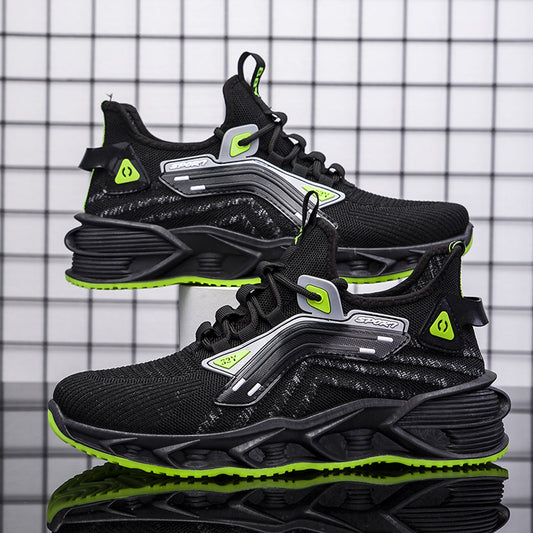 Customizable cross-border men's shoes: 2024 new men's athletic shoes, korean style flyknit breathable running shoes, blade shoes