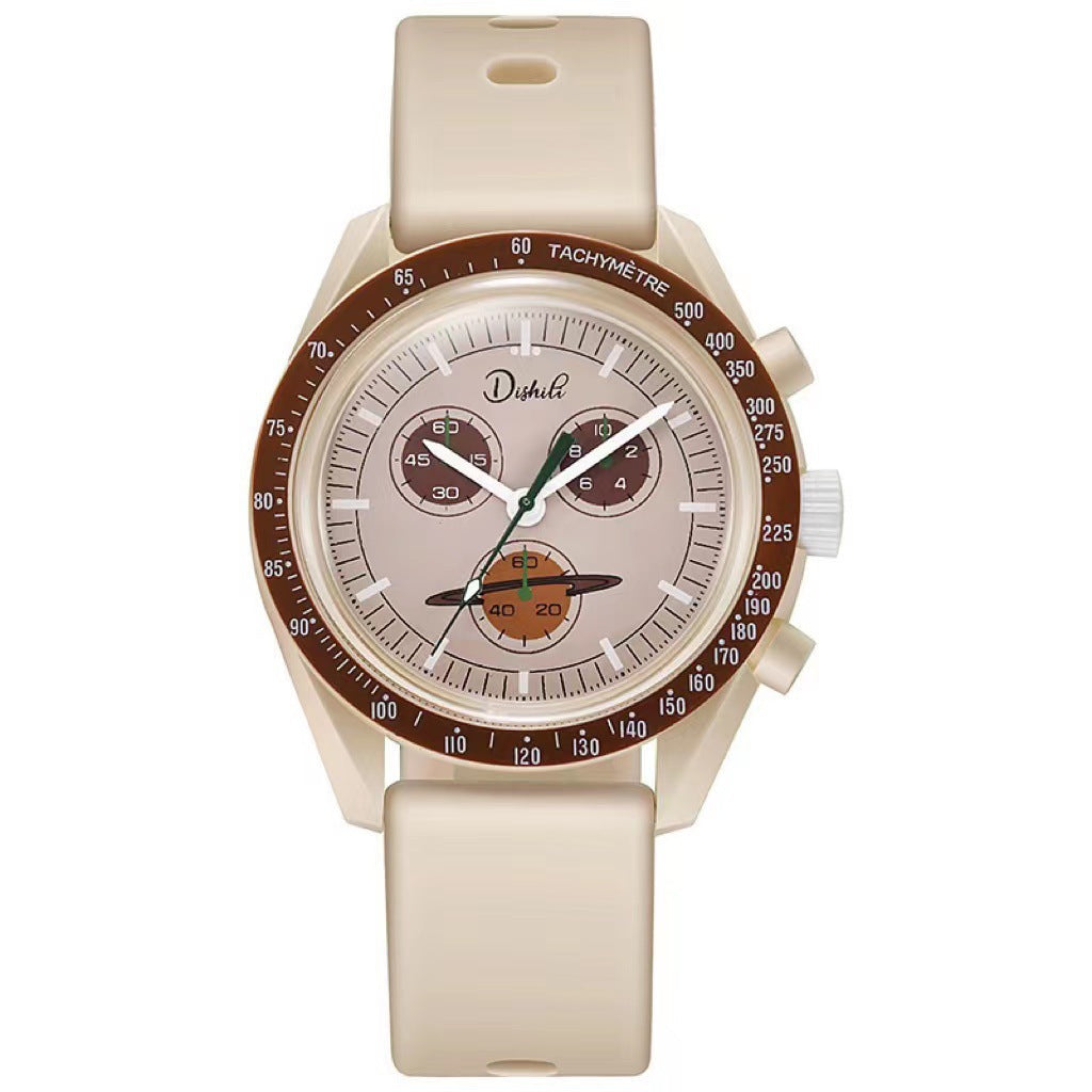 tiktok hot-selling couple's student super-lightweight silicone casual sports watch - planet & moon series
