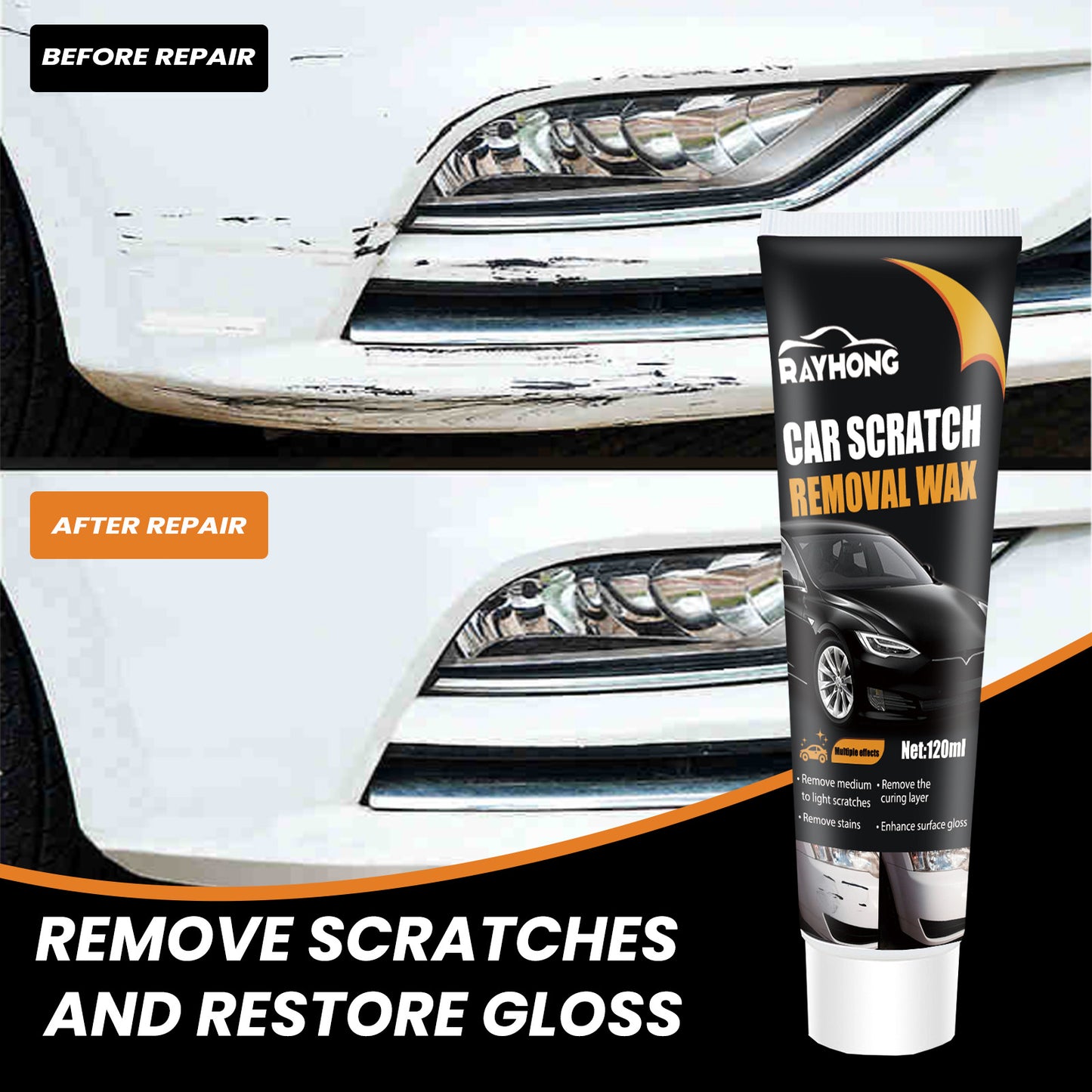 Rayhong Car Scratch Wax, Car Paint Protection Polishing Scratch Removal Maintenance Paint Repair Cleaning Decontamination Abrasive