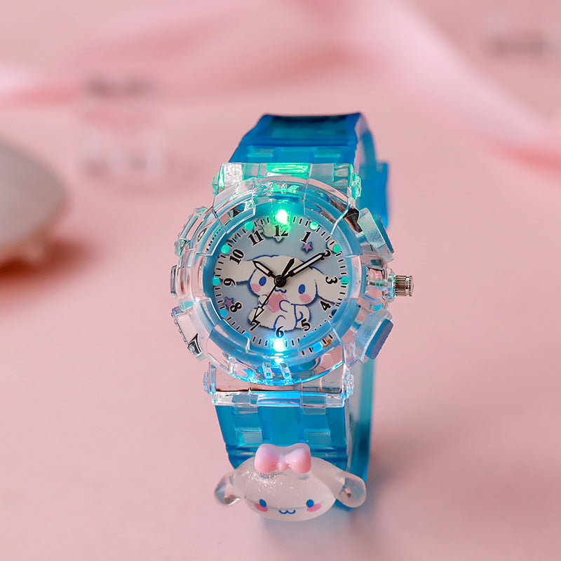 Kids' cartoon colorful kuromi luminous digital watch - girls' style, suitable for elementary and middle school students, digital pointer quartz watch