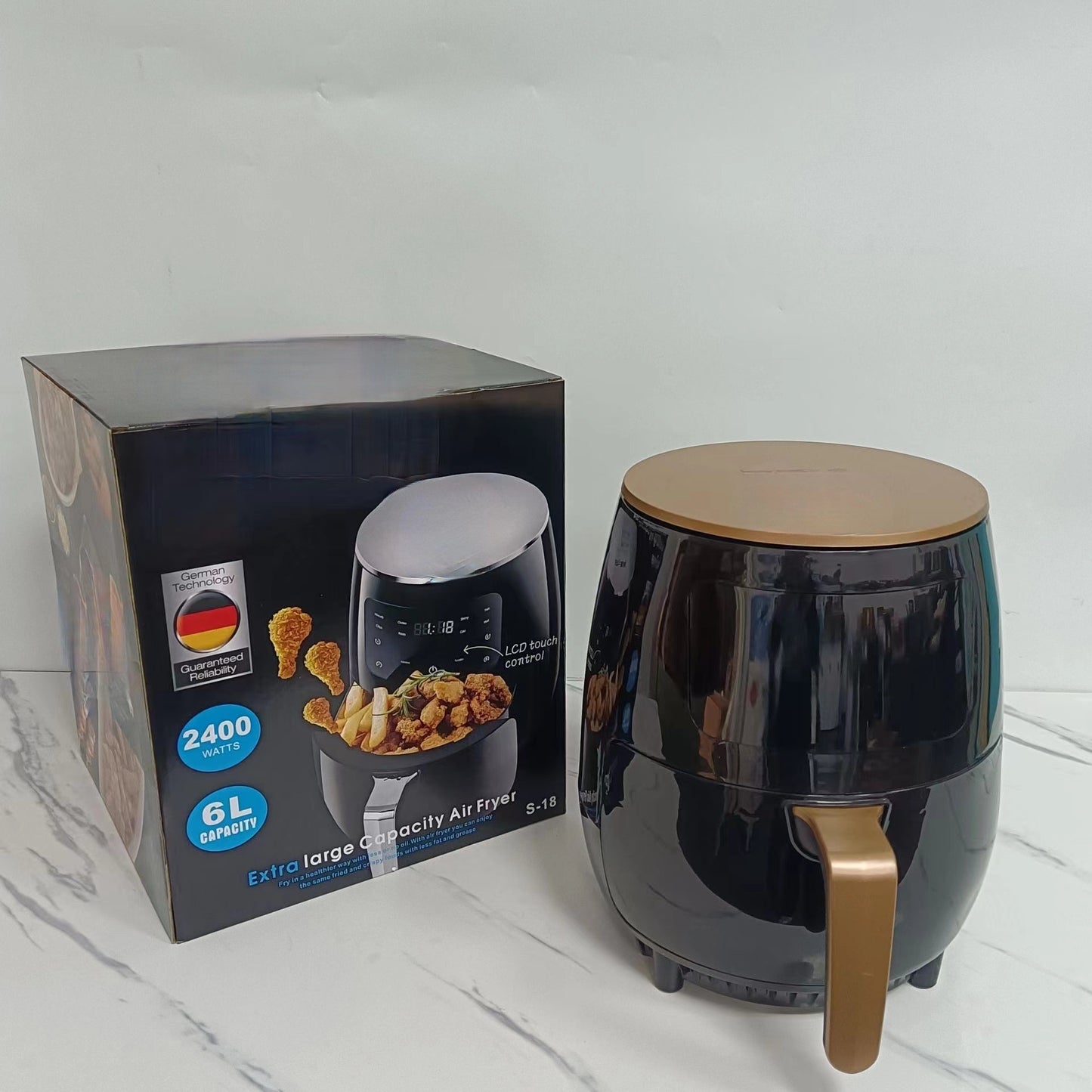 Cross-border air fryer, touchscreen, 6l air fryer, large capacity, multifunctional, fully automatic, home electric fryer for french fries
