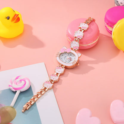 Trendy hello kitty cartoon watch for women, students, and girls - cute bracelet watch - in stock & wholesale