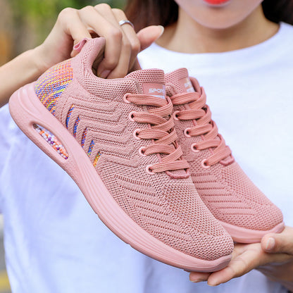 Women's shoes 2026 spring new arrivals: women's running shoes, pu flyknit casual sneakers, breathable and wear-resistant