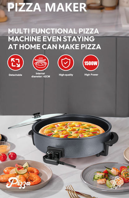 Cross-border electric cooking pot, electric hot pot, non-stick electric hot pot, round hot pot, steaming, frying, non-stick cooking pot, pizza machine