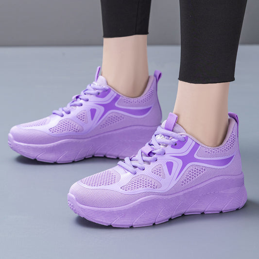 Jinshiyuan |   Women's spring breathable sneakers - thick sole, height increasing, comfortable, versatile casual shoes