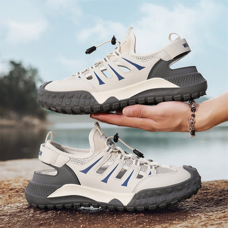 Men's casual sandals 2025 new summer mesh breathable hollow-out clogs trendy slides cross-border wholesale
