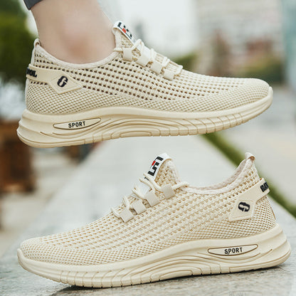 Mesh plus size men's shoes 2025 summer hollow breathable casual shoes soft sole casual sports shoes cross-border wholesale