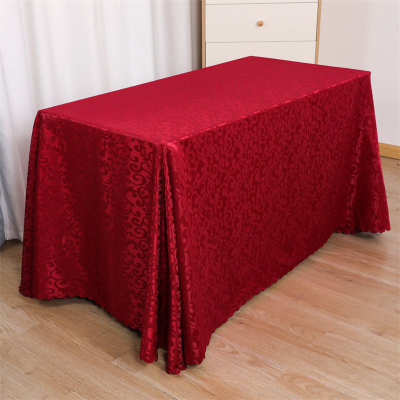 Tablecloth wedding event stall meeting engagement tablecloth red long table wholesale rectangular white polyester tablecloth