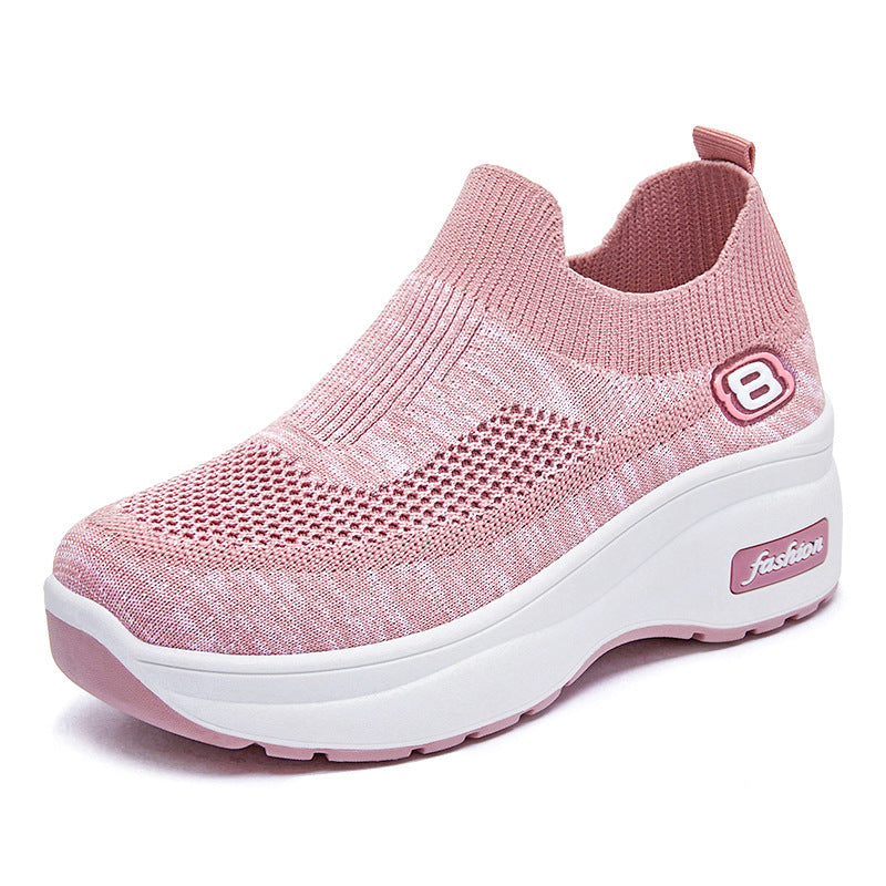 Women's fall collection: new chunky sole casual shoes - soft, comfortable, height-boosting, versatile flats with breathable flyknit upper