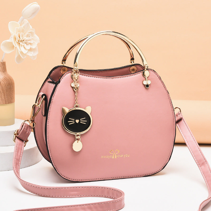 Korean style fashionable girly shell bag chic cat crossbody bag women's shoulder bag solid color small bag handbag