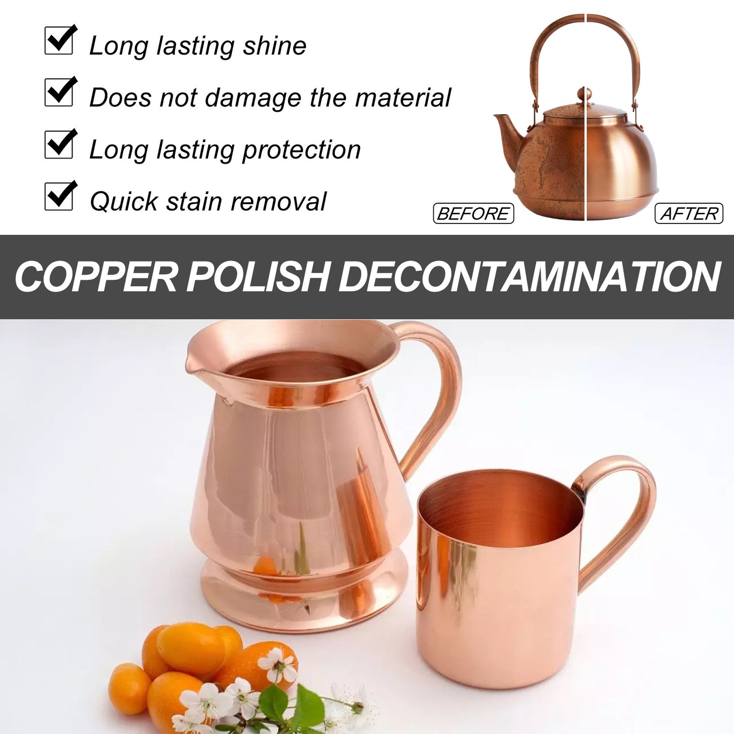 Jaysuing Copper ware, copper ware cleaner, copper pot, copper ware deoxidizing brass, red copper rust removal brightener