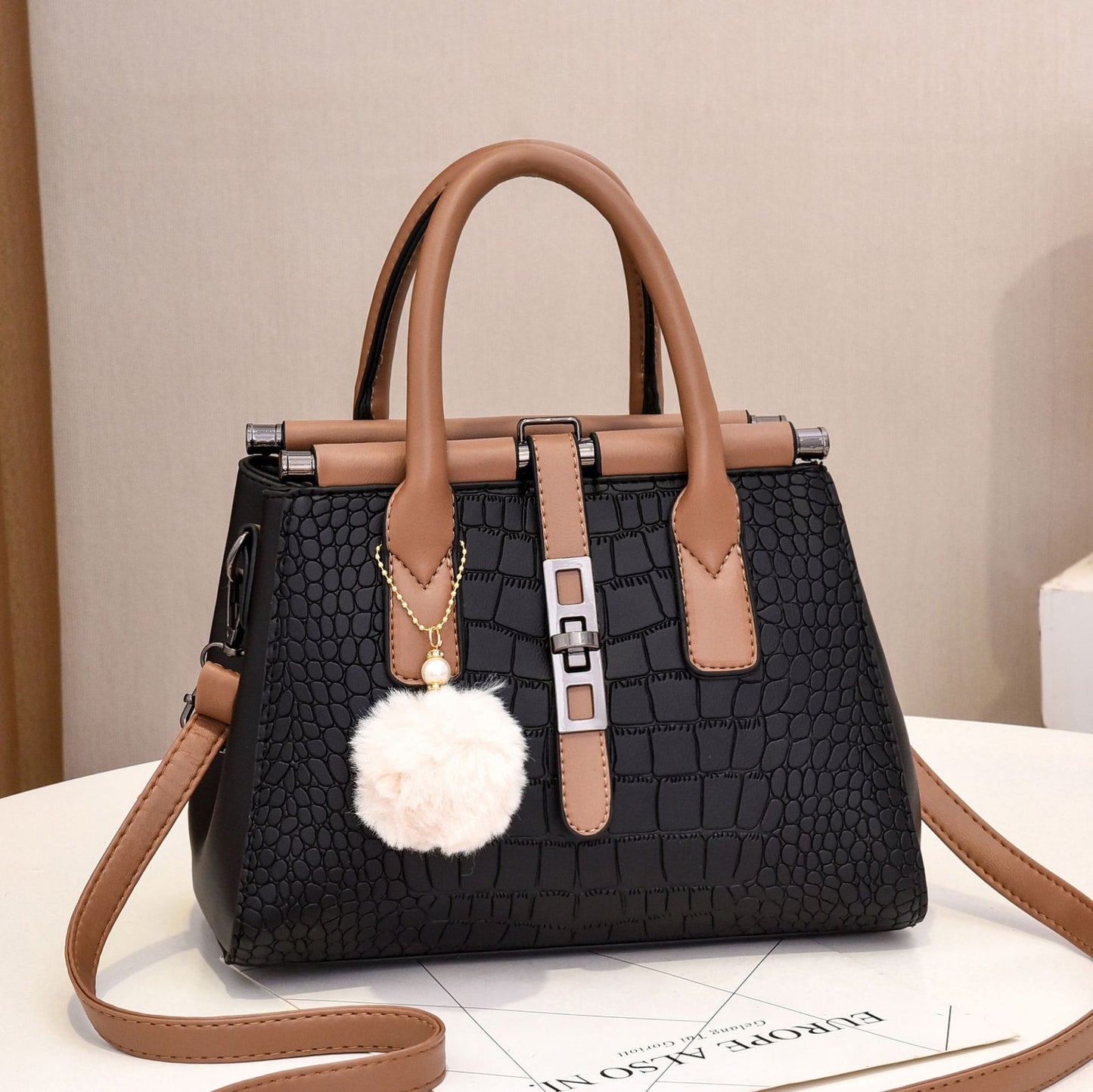 Women's bag 2026 new european and american crocodile pattern handbag elegant fashion large capacity trendy shoulder crossbody bag - dropshipping available