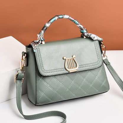 2026 winter new arrival: stylish argyle scarf accent mini square bag - chic ribbon women's shoulder bag - dropshipping available