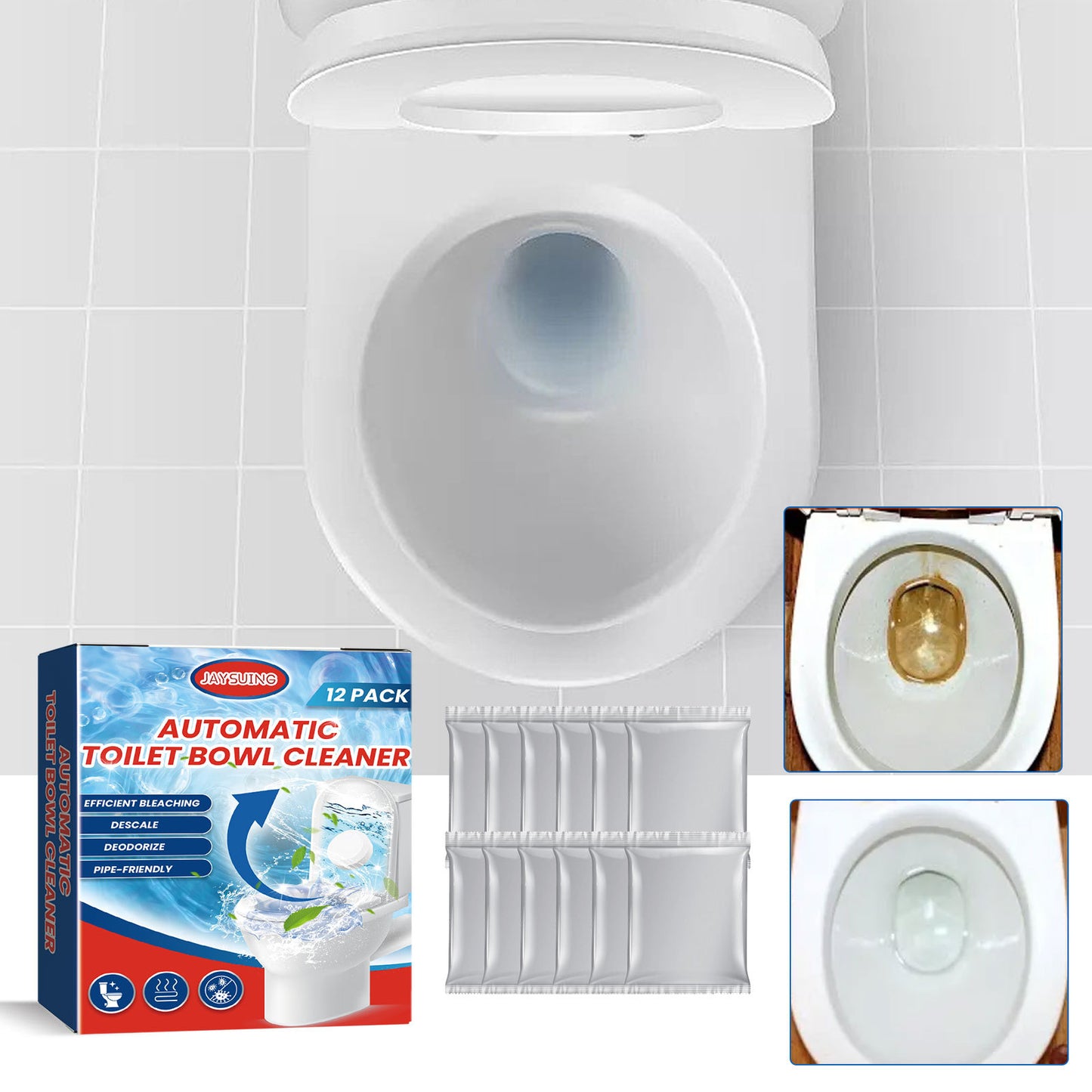 Jaysuing toilet cleaning effervescent tablets, household descaling, deodorizing, odor removal, stain removal, toilet stain removal cleaner