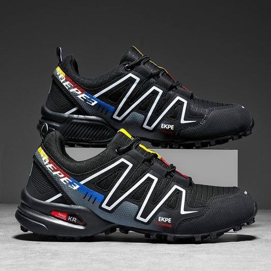 Cross-border men's shoes, 2025 fall/winter new arrivals: color-blocked trendy hiking shoes, outdoor low-top running shoes, and casual men's footwear