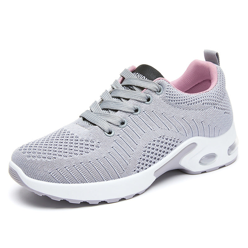 Women's shoes dropshipping: spring collection - plus size athletic sneakers, flyknit breathable mesh, thick sole, shock-absorbing air cushion shoes