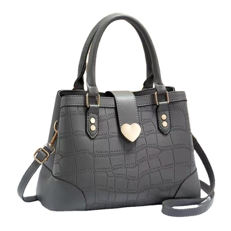 2026 new style chic minimalist embossed crocodile pattern handbag shoulder bag crossbody bag large capacity solid color mom bag