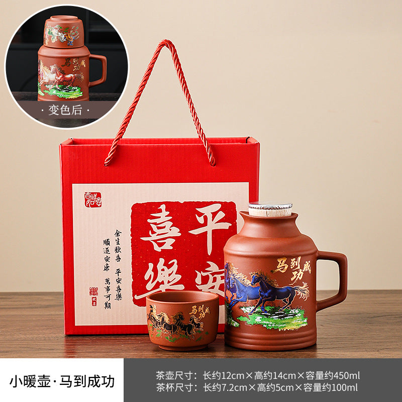 Zhuni purple sand small thermos office mug with lid for home creative stewing teapot cup large capacity tea cup