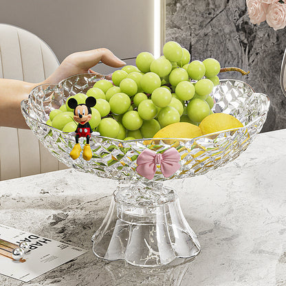 Luxury fruit platter with drain basket - high-end design for living room coffee table, featuring a beautiful bow accent for dried fruit and candy display