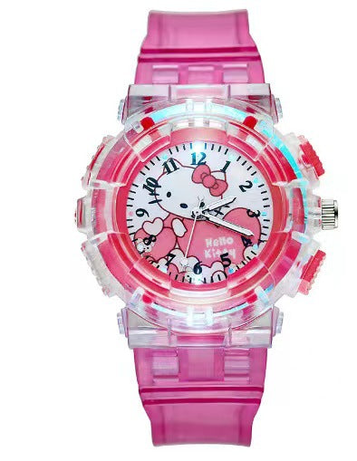 In-stock, kids' light-up watch featuring princess su and princess sha, with colorful flashing lights – the perfect gift for girls!