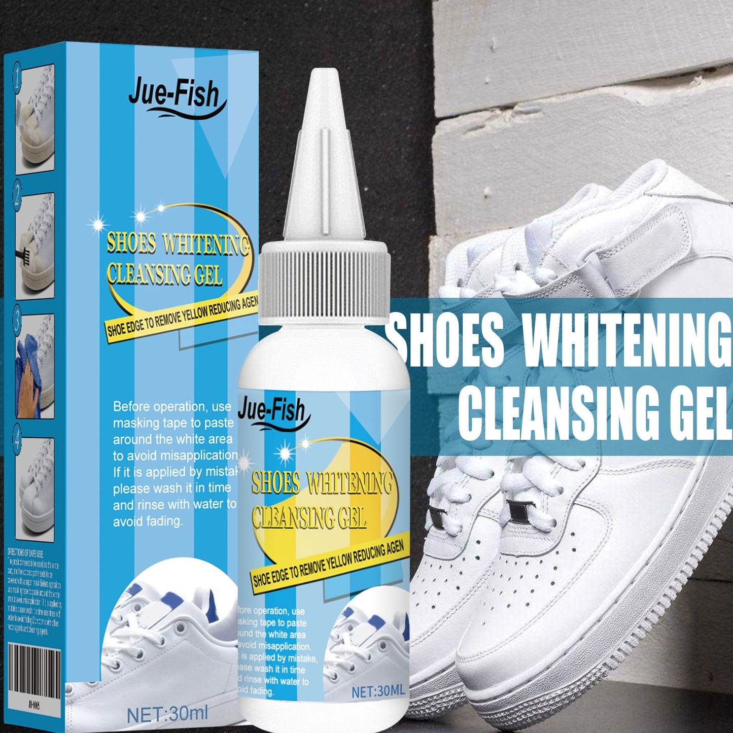 Jue-Fish white shoes leave-in cleaning artifact cleaning agent decontamination and yellow edge shoe shine agent shoe edge oxidant
