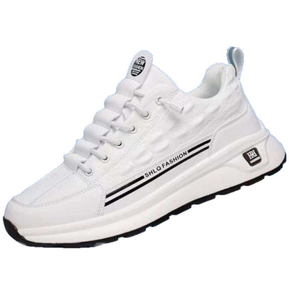 Men's new korean style leather casual shoes, fashionable low-top sneakers, soft sole slip-ons
