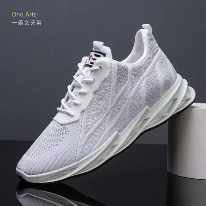 Cross-border men's shoes: new korean style fashionable men's shoes, breathable flyknit yeezy sneakers, soft sole athletic casual trendy shoes - wholesale