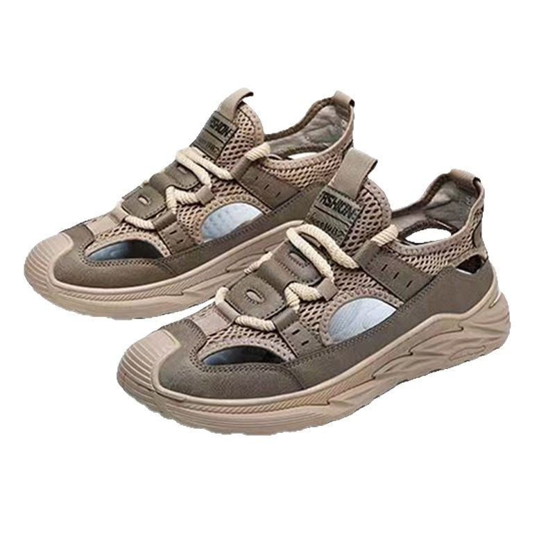 Outdoor sandals summermentrendycut out men's shoes breathable soft bottom toe casual shoes river tracing clogs cross-border