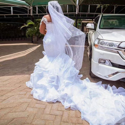 2026 african bridal wedding dress, plus size mermaid wedding gown, mermaid train wedding dress