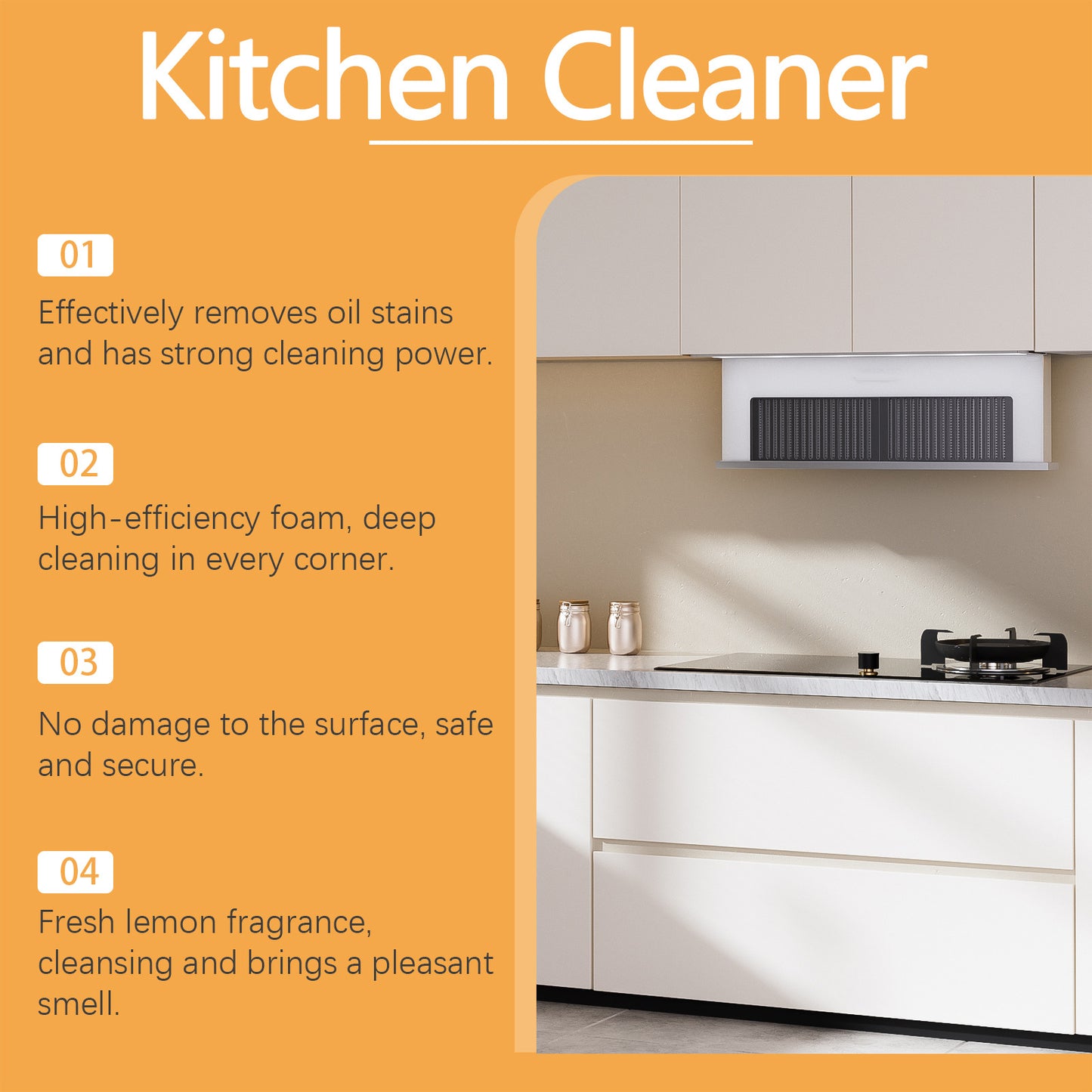 Jue-Fish Kitchen Foam Cleaner, Household Kitchen Range Hood Heavy Oil Stain Foam Cleaner Oil Stain Net