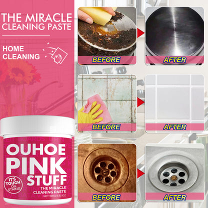 OUHOE Home Gentle Multifunctional Cleaning Cream Remove Heavy Oil Stains in the Kitchen Universal Pink Barrel Cleaning Powder