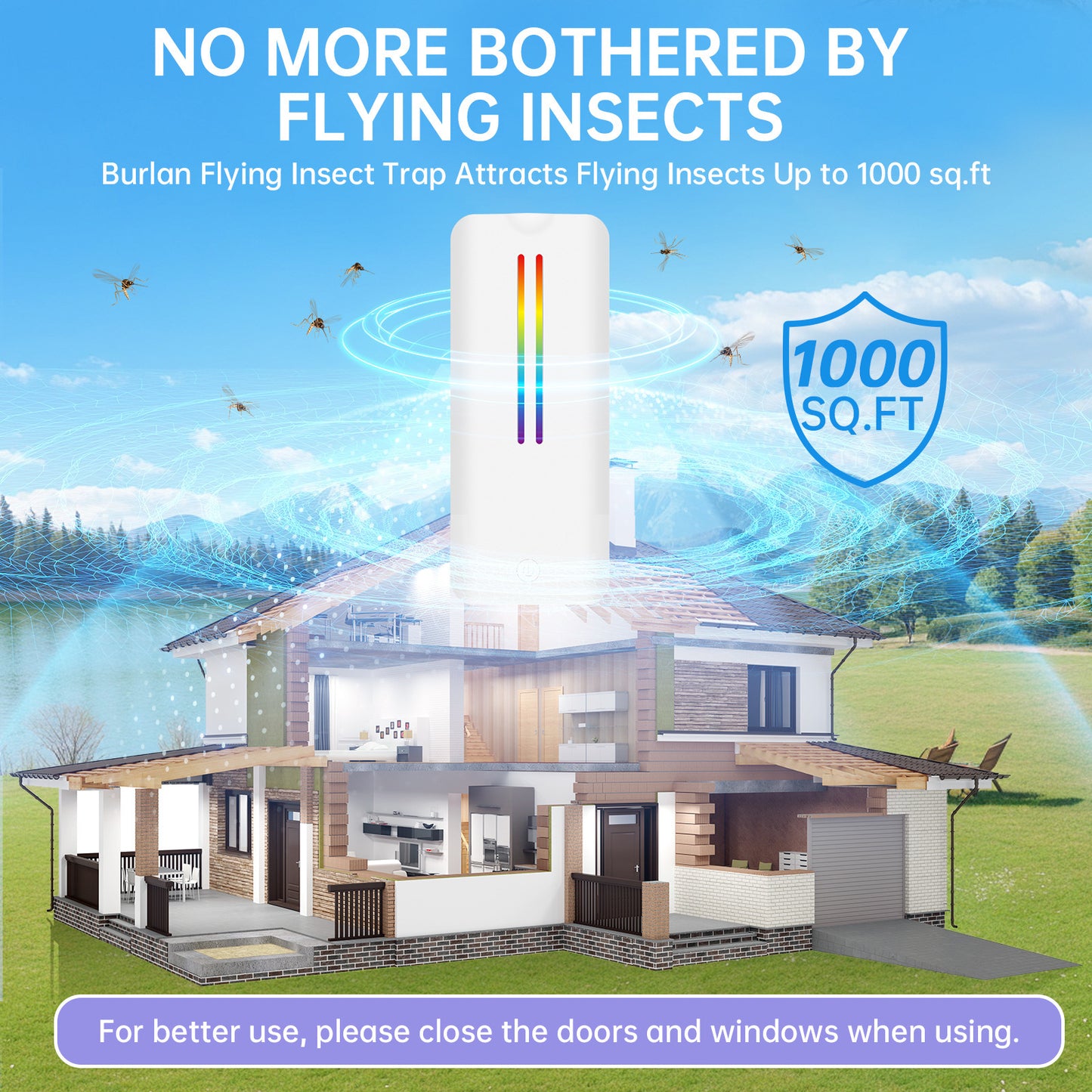 Commercial mosquito killer lamp - silent mosquito repellent for restaurants, hotels, supermarkets, and shops - sticky trap mosquito and fly killer